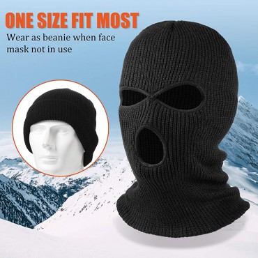 6 Pieces Beanie Face Covering Winter Balaclava 3-Hole Knitted Ski Full Face Covering for Winter Outdoor Sports - B0L3MPHMH