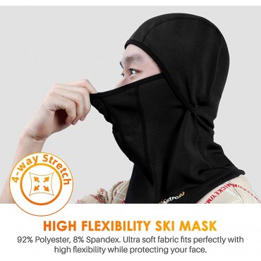AstroAI Ski Mask Windproof Balaclava for Cold Weather Winter Face Mask Breathable Stretchable for Skiing Snowboarding & Motorcycle Riding Full Protection Black Mask for Men Women Black - BFJUDVXIO