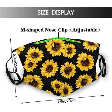 Face Mask Washable Masks Cover Sunflower Reusable Anti Dust Balaclava For Women Men With 2 Filters - BLBZSW5XP