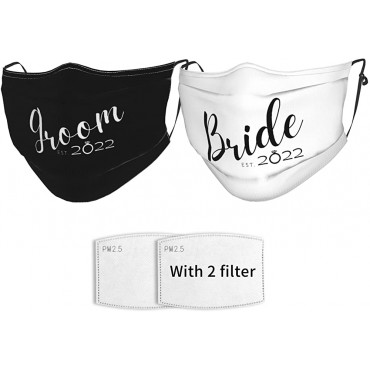 Matching Couples Masks Engagement Gifts for Couples Face Masks Reusable Masks Adjustable Earloop Face Mask for Wedding Gift - B4BNNY6JN