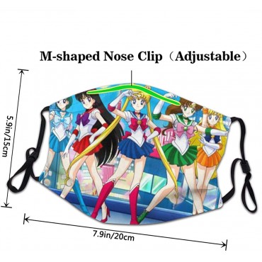 Sailor Moon Face Mask Washable 3PC with 6 Filters Mouth Cover Balaclava Reusable Made in USA - BD8Q1SBQQ