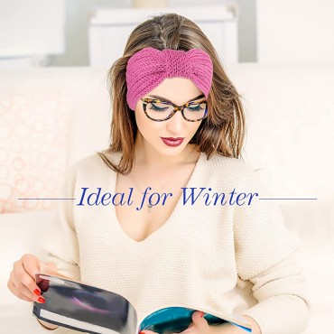 20 Pieces Knit Headband Bow Women Ear Warmer Headband Warm Head Wraps Winter Crochet Bow Twist Head Wraps Colorful Knotted Hair Band - BPLFBA9IF
