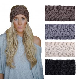 4 Pack Knitted Headbands Winter Headband Ear Warm Crochet Head Wraps for Women Girls 4 Color Pack G - B7V8VHUGZ