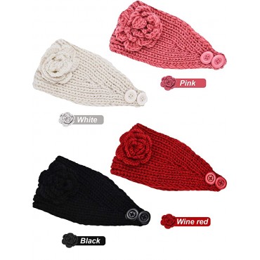 4 Pieces Chunky Knit Headbands Winter Braided Headband Ear Warmer Crochet Head Wraps for Women Girls Color set 7 - BUL7VH64B
