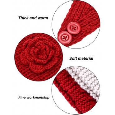 4 Pieces Chunky Knit Headbands Winter Braided Headband Ear Warmer Crochet Head Wraps for Women Girls Color set 7 - BUL7VH64B