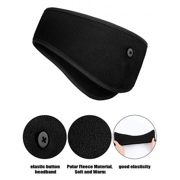 4 Pieces Ear Warmer Headband Elastic Button Headband Winter Ear Muff Headband Black,Classic Patterns - BC14X8A1X