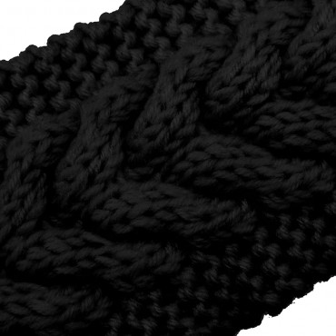 4 Pieces Winter Ear Warmers Headbands Women Warm Knitted Headband Braided Crochet Head Wraps for Girl Black - BSKOPENMJ