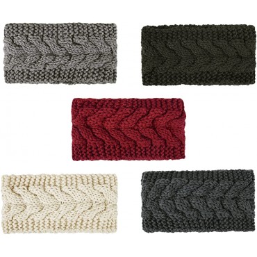5 Pieces Ear Warmer Headband Women Winter Cable Knit Headband Twist Bowknot Ear Warmers Gifts Stocking Stuffers for Mom - B2XWNUFT4