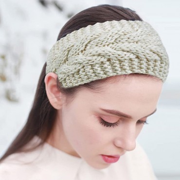 5 Pieces Ear Warmer Headband Women Winter Cable Knit Headband Twist Bowknot Ear Warmers Gifts Stocking Stuffers for Mom - BI03YUHJA