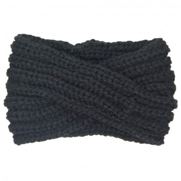 by you Women's Soft Knitted Winter Headband Head Wrap Ear Warmer Twisted-Black - BNDRMVGQP