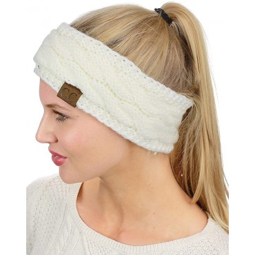 C.C Soft Stretch Winter Warm Cable Knit Fuzzy Lined Ear Warmer Headband - BA39GWELC
