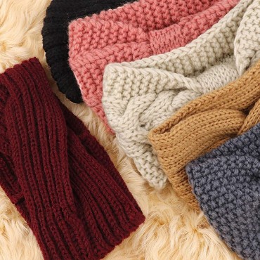 DRESHOW Crochet Ear Warmer Headband Soft knit Turban Stretch Headbands Warmer for Women Winter - BF67VPI17