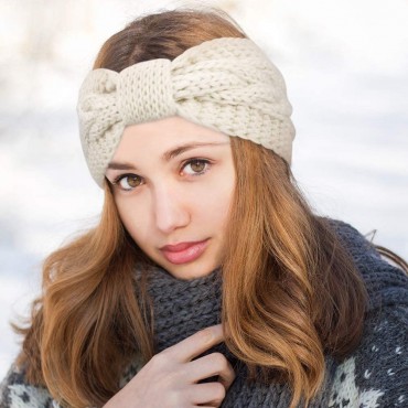 DRESHOW Crochet Ear Warmer Headband Soft knit Turban Stretch Headbands Warmer for Women Winter - BF67VPI17