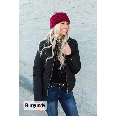 Funky Junque Exclusives Womens Head Wrap Lined Headband Stretch Knit Ear Warmer - B9VRCJD7X
