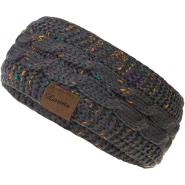 Loritta 2 Pack Headbands for Women Winter Warm Cable Knit Ear Warmer Thick Head Wrap Fuzzy Fleece Lined Gifts - BTUYGVZ3I