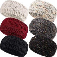 Pangda 6 Pieces Winter Headbands Women's Cable Knitted Headbands Winter Chunky Ear Warmers Suitable for Daily Wear and Sport Multi-color Confetti and Twist Style - B8MWJHNKC
