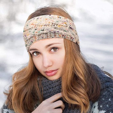Winter Ear Warmer Headbands for Women Soft Stretch Fuzzy Cable Knit Head Wrap Fleece Lined Hair Accessories Sport Hairband - BKW2SZKZT