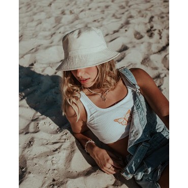 Bucket Hat for Women Summer Sun Hats Womens Mens Packable Cotton Beach Bucket Hats for Travelling - BQL0PYWNP