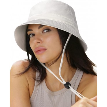 Bucket Hat for Women Summer Sun Hats Womens Mens Packable Cotton Beach Bucket Hats for Travelling - BQL0PYWNP