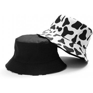 Cow Print Bucket Hat Womens Reversible Cute Sun Hats Girls Beach Travel Summer Outdoor Cap - BNBEBZXC6