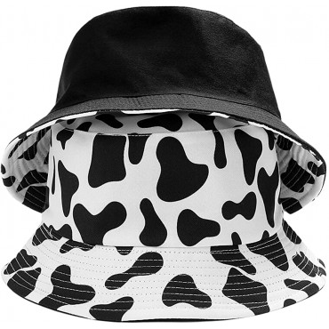 Cow Print Bucket Hat Womens Reversible Cute Sun Hats Girls Beach Travel Summer Outdoor Cap - BNBEBZXC6