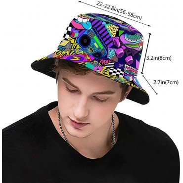 Funny Retro 80s 90s Bucket Hats Vintage Unisex Travel Beach Sun Protection Fisherman Hat Summer Portable Hat for Woman Man - BDAZYE40Z