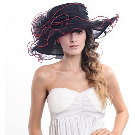 Kentucky Derby Tea Party Bucket Hat Church Hats for Womens Wedding Organza - B480EXY42