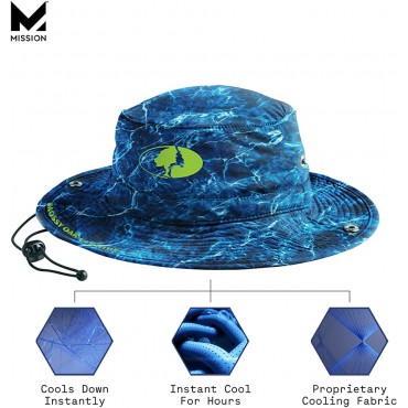 MISSION Cooling Bucket Hat- UPF 50 3” Wide Brim Cools When Wet- Mossy Oak - BFMH9ZLA8