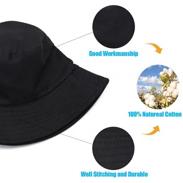 PODALOA Bucket Hat Reversible Summer Travel Beach Sun Hat Cotton Fishman Cap for Women Men Teens Plain Style UPF 50+ - BDC3F9SIG