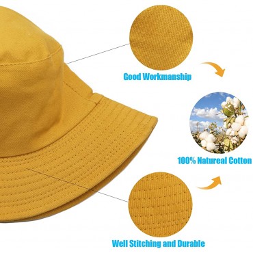 PODALOA Bucket Hat Reversible Summer Travel Beach Sun Hat Cotton Fishman Cap for Women Men Teens Plain Style UPF 50+ - BS0GE1JTK