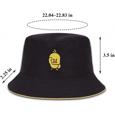 QOOEQPQY Unisex Duck Embroidered Bucket Hat Fashion Reversible Fisherman Cap - BX1V9K8DL