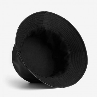 Reversible Bucket Hats for Women Trendy Cotton Twill Canvas Leather Sun Fishing Hat Fashion Cap Packable - BOIMBZKF5
