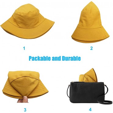Sydbecs Solid Color Bucket Hat for Women Men Reversible Cotton Summer Sun Beach Fishing Cap - BXMUMH174