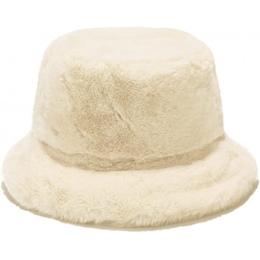 Sydbecs Winter Bucket Hat Fluffy Faux Fur Fisherman Cap for Women Men Solid Color Style - BUDSYPO3Y