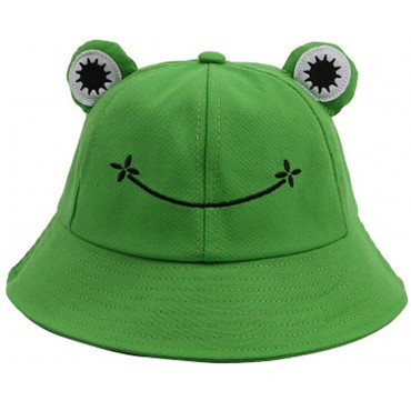 WallDecalsAndArt Cute Green Frog Bucket Hat Summer Cotton Bucket Sunhat for Adults Womens Wide Brim Fisherman Fun Bucket Hat - BKHQWYL4P