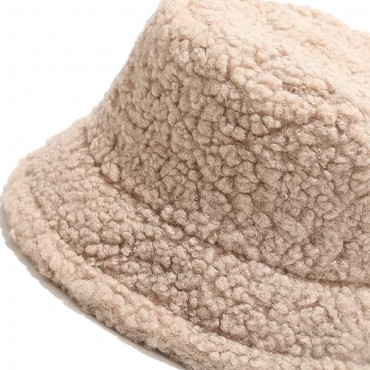 Winter Plush Fuzzy Bucket Hat Faux Fur Shearling Sherpa Fisherman Hats for Women - BO1YRNMQL