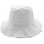 XSKJY Frayed Bucket Hat Distressed Sun Protection Washed Cotton Summer Wide Brim Beach Bucket Hat Vacation Travel Accessories - B9HZTKYH7