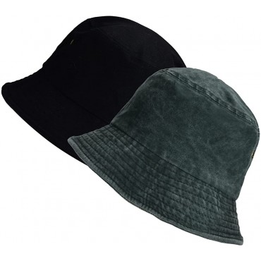 ZOORON 2 Pack 100% Cotton Bucket Hat Unisex Packable Summer Travel Beach Sun Hat Outdoor Cap - BY2GXX4XY