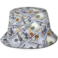 ZREXUO Us Bill Dollars Money Hat Summer Print Unisex Print Reversible Bucket Hat - BY3MTQDEJ