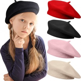 4 Pieces Toddler Wool Beret Warm Kids Beret Classic French Beret Hat for Girls - BNZ7Q348O