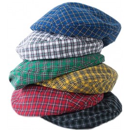 Beret Hat Womens Adjustable Plaid Beanie Hat Chic French Style Lightweight Cotton Cap for Summer - BRGX96X89