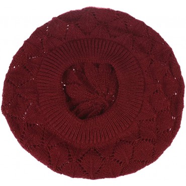 BYOS Chic Soft Knit Airy Cutout Lightweight Slouchy Crochet Beret Beanie Hat - BVPM3QYXM