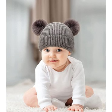 DANMY Cashmere Lined Womens Beanie Hat Parent-Child Winter Warm Bean hat for Women Babies Girls Warm Hat Earmuffs Cap - BCVHB0DT2