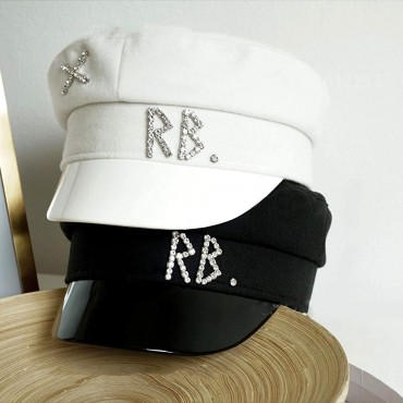 DOSOMI Women's Breton Style Paperboy Cabbie Hat Fashionable Visor Beret Cap Wool Blend Peaked Visor Beret Hat for Ladies - B2O0UKSH3