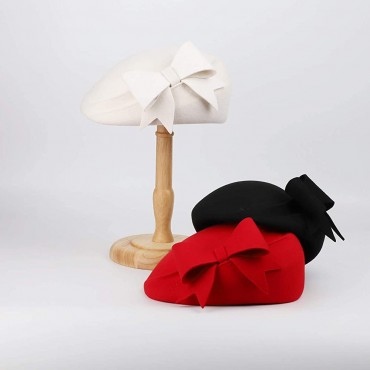F FADVES 100% Wool Beanie Hat French Dress Beret Winter Hat Vintage Fascinator Hats - BB2EJMR94