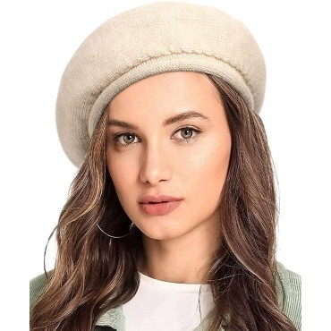 French Wool Beret Hat for Women-Solid Color Classic Slouchy Knit Beanie Winter Warm Artist Painter Hat - BF8ZIS6CU