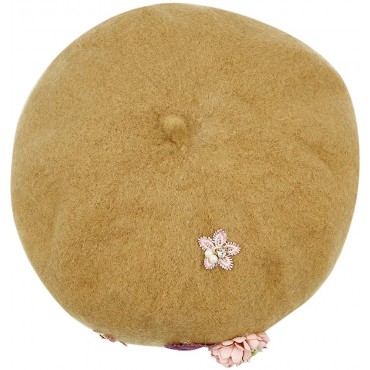 Girls Winter Woolen Beret Hat Classic French Style Beret Beanie Princess Flower Decorated Dome Hat Cap - BNU5285VL