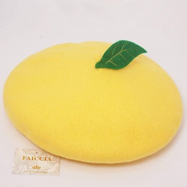 Green Leave Fruit Cosplay Beret Vintage Painter Hat Lolita Kawaii Wool Cap Xmas Gift - BCZUDXAFR