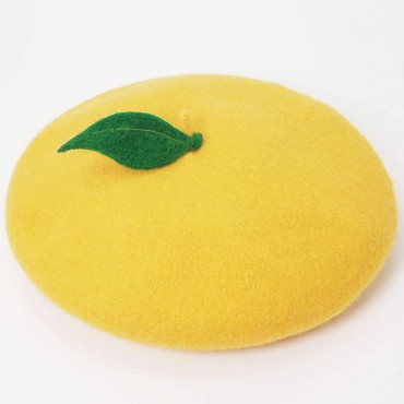 Green Leave Fruit Cosplay Beret Vintage Painter Hat Lolita Kawaii Wool Cap Xmas Gift - BCZUDXAFR