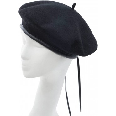 JOYHY Women's Adjustable Solid Color Wool Artist French Beret Hat - BQ8TW1ITA